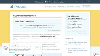 
                            9. Register as a freelance writer - EssayShark