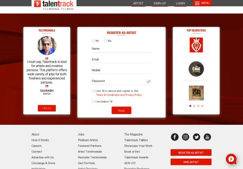 
                            3. Register as talent | talentrack