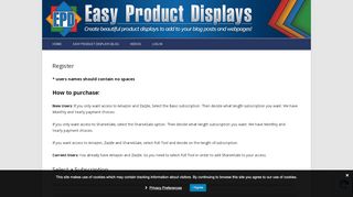 
                            8. Register - Easy Product Displays for Amazon and Zazzle Affiliates