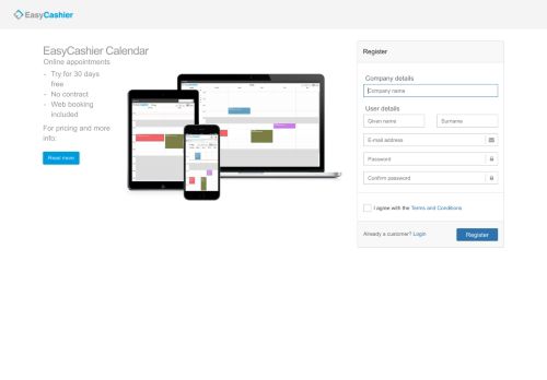 
                            4. Register - EasyCashier Calendar