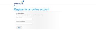 
                            2. Register for an online account - British Gas