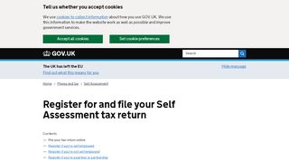 
                            1. Register for and file your Self Assessment tax return - GOV.UK