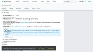 
                            4. Register for Android Backup Service | Android Developers