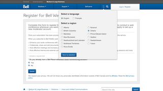 
                            2. Register for Bell WebEx Web Conferencing - Bell Business