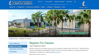 
                            3. Register for Classes - registrar@tamucc.edu