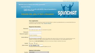 
                            4. Register for free - Spinchat.com