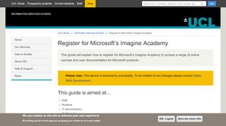 
                            12. Register for Microsoft's Imagine Academy | Information Services ... - UCL