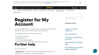 
                            5. Register for My Account - Optus