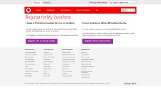 
                            1. Register for My account - Vodafone