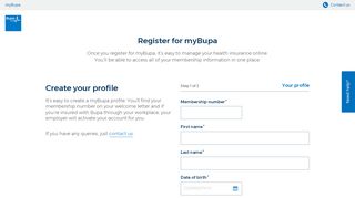 
                            1. Register for myBupa - Create Your Profile | Bupa