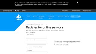 
                            3. Register for online services - Invesco