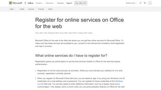 
                            7. Register for online services on Office Online - Office Support