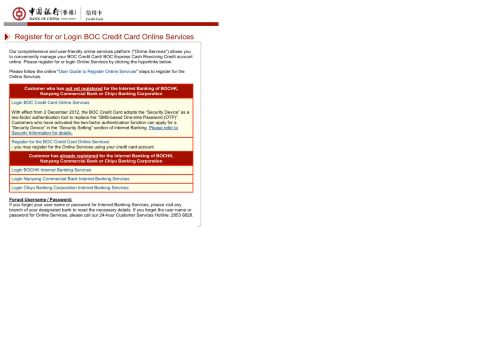 
                            8. Register for or Login BOC Credit Card Online Services
