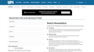 
                            1. Register for our Newsletters - UPI.com