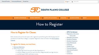 
                            4. Register for School - South Plains College