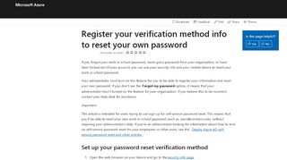 
                            2. Register for self-service password reset - Azure Active Directory ...