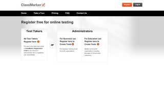 
                            10. Register free for online testing | ClassMarker