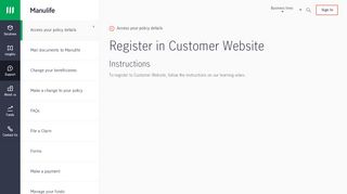 
                            5. Register in Customer Website | Self-serve with Manulife