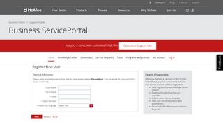 
                            5. Register New User - McAfee support