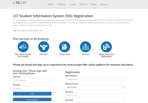 
                            2. Register now for LST SIS, CLAT exam resources - Law Entrance