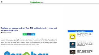 
                            10. Register on paybox and get free ₹10 mobikwik cash + ... - Tricksszone