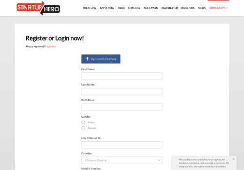 
                            10. Register or Login now! - Register / Login | StartupHero.com