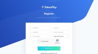 
                            3. Register page - TokenPay