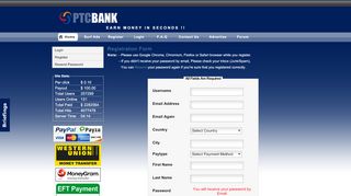 
                            1. Register - PTC Bank - Earn Money In Seconds !!