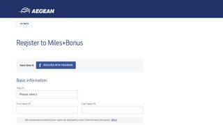 
                            9. Register to Miles+Bonus - Aegean Airlines