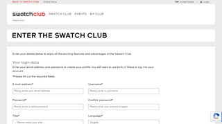 
                            7. Register to Swatch.com - Swatch Club - Swatch® United States