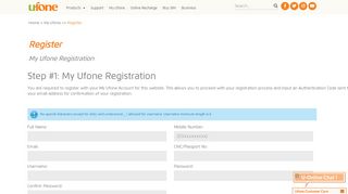 
                            2. Register - Ufone