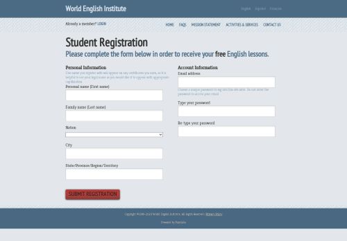 
                            3. Register - World English Institute - Free English Lessons