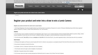 
                            3. Register your product and enter into a draw to win a ... - Panasonic