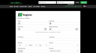 
                            2. Register - Zanzibet