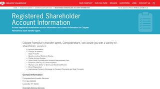 
                            11. Registered Shareholder Account Information | Colgate-Palmolive ...
