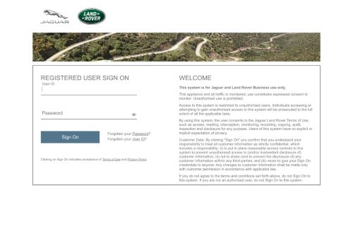 
                            4. Registered Users Sign On - Jaguar Land Rover
