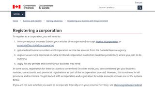 
                            9. Registering a corporation - Canada.ca