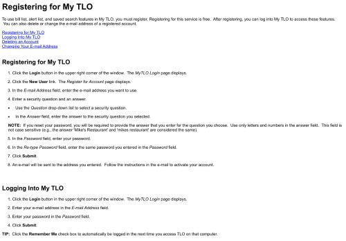 
                            7. Registering for My TLO