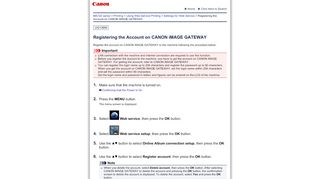 
                            13. Registering the Account on CANON iMAGE GATEWAY