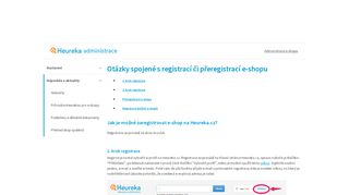 
                            2. Registrace eshopu - Heureka.cz