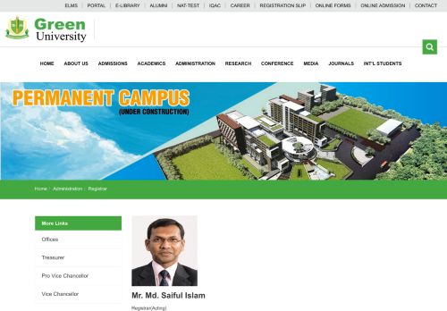 
                            13. Registrar - Green University of Bangladesh