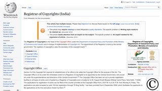
                            9. Registrar of Copyrights (India) - Wikipedia
