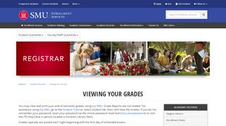 
                            2. Registrar: Viewing Your Grades - SMU