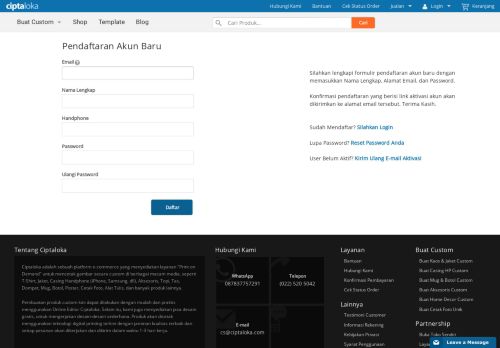 
                            3. Registrasi Akun Baru - Ciptaloka.com