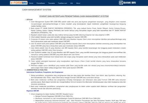 
                            3. Registrasi CMS Pendaftaran fasilitas Cash Management ... - E-form BRI