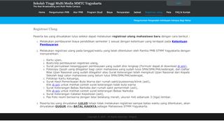 
                            13. Registrasi ulang - Sekolah Tinggi Multi Media MMTC Yogyakarta