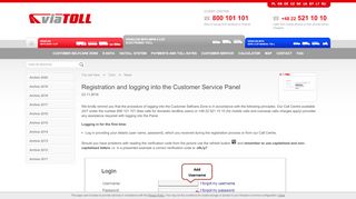 
                            1. Registration and logging into the Customer Service Panel - viaTOLL