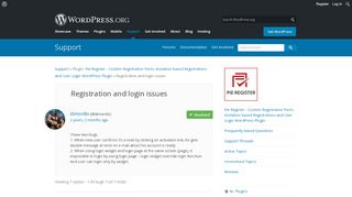 
                            2. Registration and login issues | WordPress.org