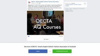 
                            9. Registration for OECTA AQ courses and... - OECTA - Ontario English ...