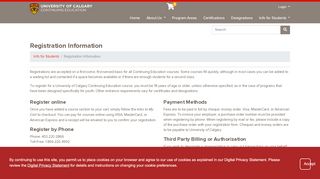 
                            8. Registration Information | University of Calgary Continuing Education